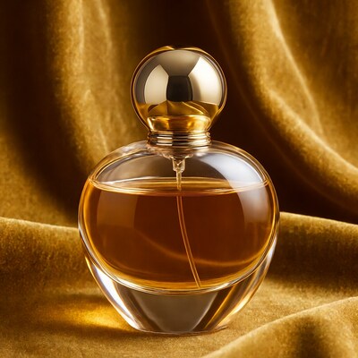 Golden Perfume Bottle on Velvet