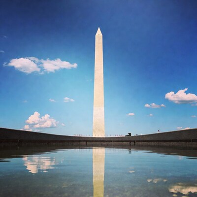 Washington Monument reflected in pool