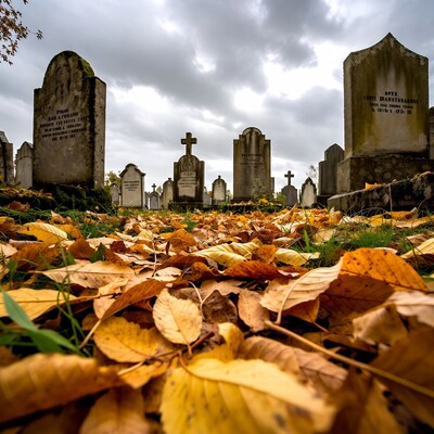 Autumn Leaves in Old Cemetery