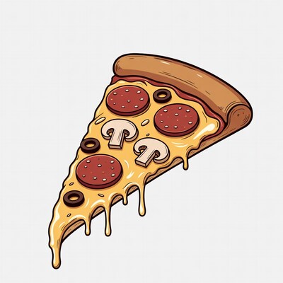 Pizza Slice with Mushrooms Pepperoni Olives
