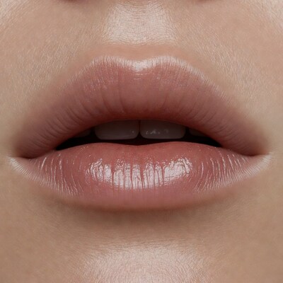 Closeup of glossy pink lips