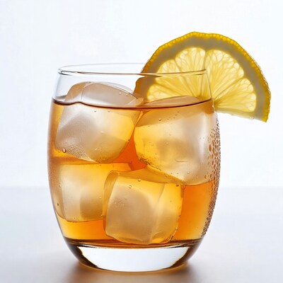 Whiskey glass with lemon slice
