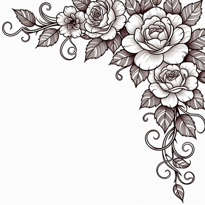 Rose Corner Border Illustration