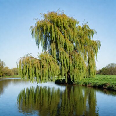 Weeping Willow Tree by River