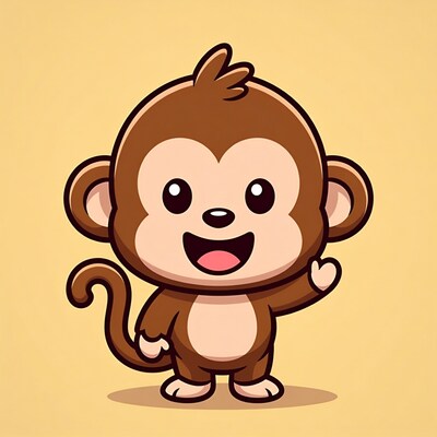 Cute cartoon monkey waving