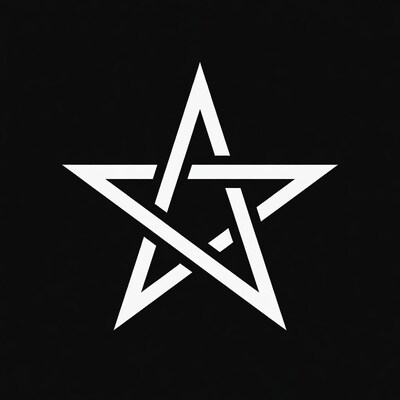 White Interlaced Star on Black