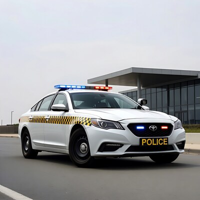 Toyota Police Car with Lights On