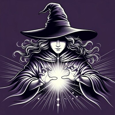 Witch casting magic spell