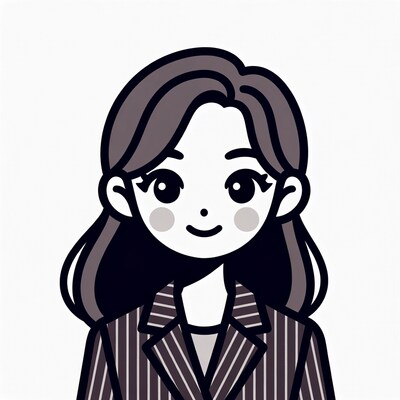 Smiling woman in pinstripe suit illustration
