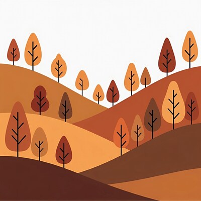 Autumn Trees on Hilly Landscape