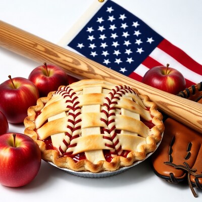 Baseball Apple Pie with Bat Glove Flag