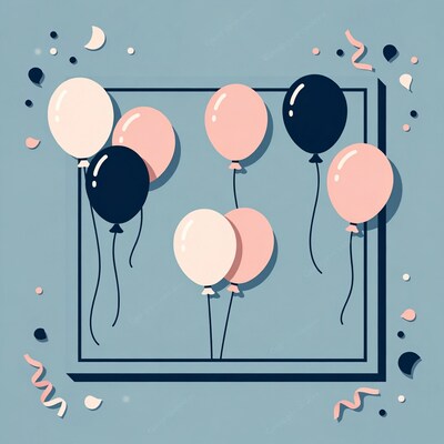 Colorful Balloons Illustration with Confetti