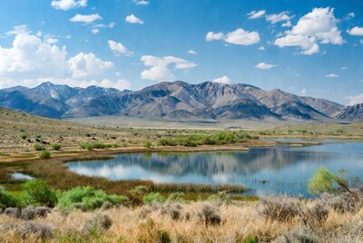 Mountain Lake in Desert Valley