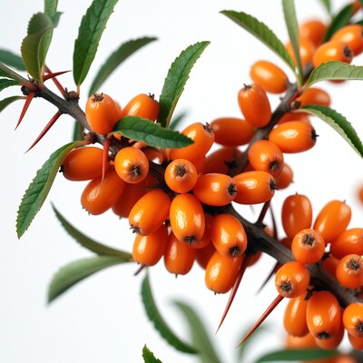 Sea Buckthorn Berries on Branch