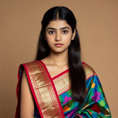 Indian woman in colorful silk saree