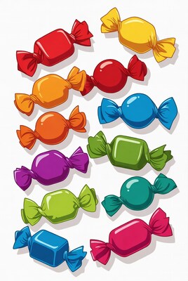 Colorful wrapped candies illustration