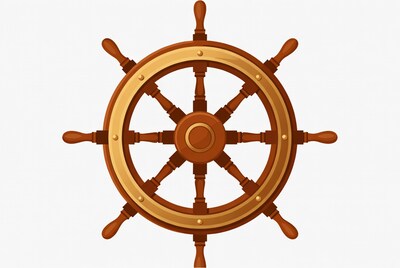 Wooden Ship Steering Wheel Illustration