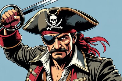 Pirate man wielding sword