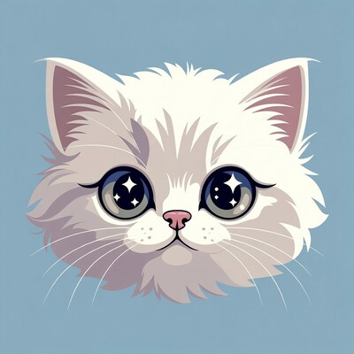 Cute white kitten with sparkling eyes
