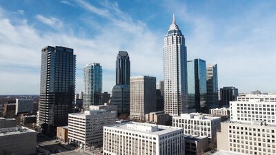 Aerial view of modern city skyline