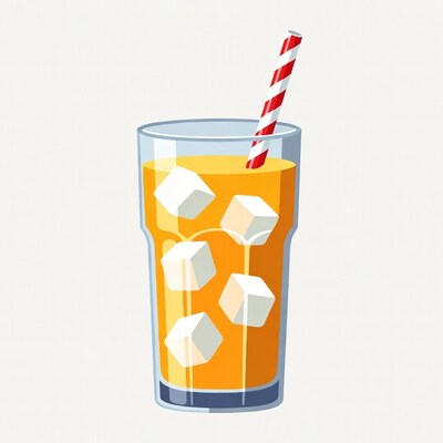 Orange Juice Glass with Straw