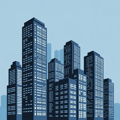 Blue Skyscrapers Cityscape Illustration