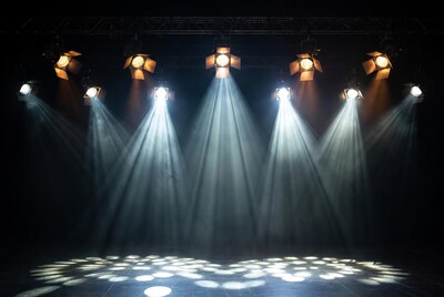 Spotlights Beaming on Empty Stage