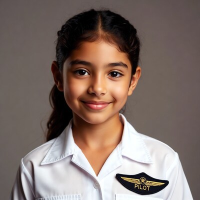 Young girl in pilot uniform