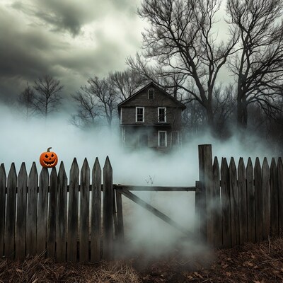 Haunted house with jack o lantern
