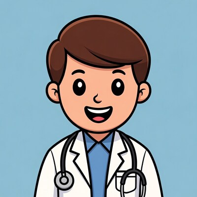 Cartoon male doctor smiling