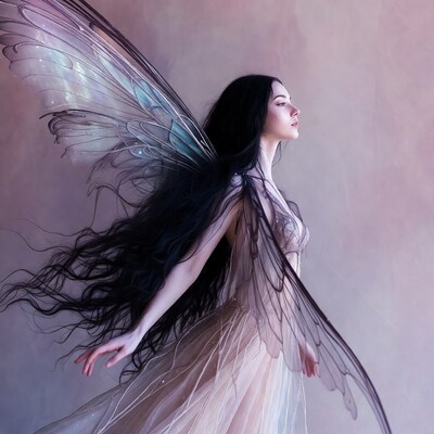 Fairy woman with large wings