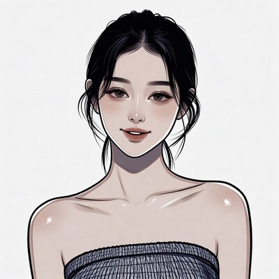 Asian woman smiling portrait illustration