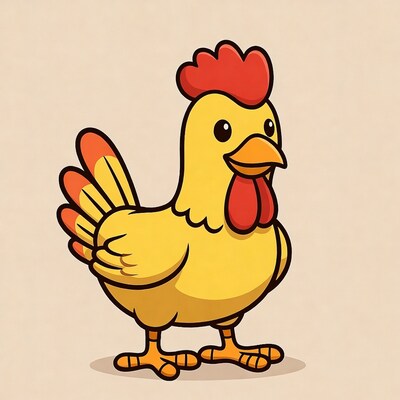Cute yellow rooster illustration