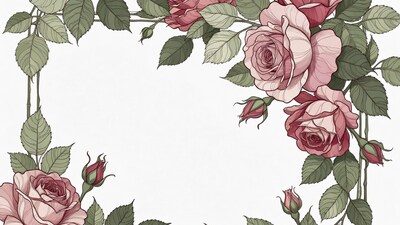 Pink Rose Frame Illustration