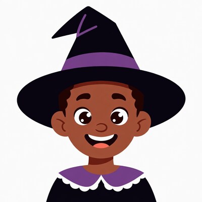 African-American boy in witch costume