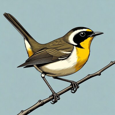 Common Yellowthroat Warbler on branch