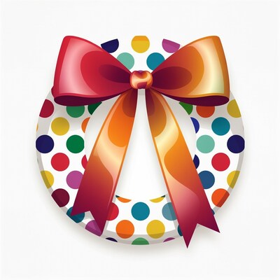 Colorful Polka Dot Wreath with Red Bow