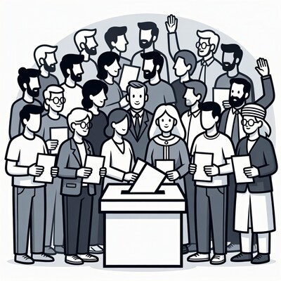 Diverse group voting at polling station