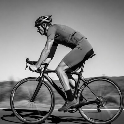 Man cycling on road bike
