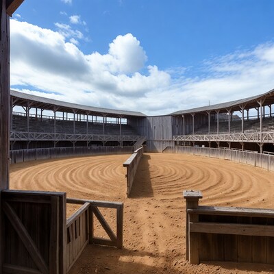 Empty Wooden Bullring Arena