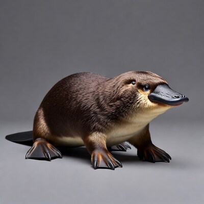 Realistic Platypus Figure on Gray Background