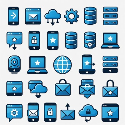 Blue Tech Icons Set