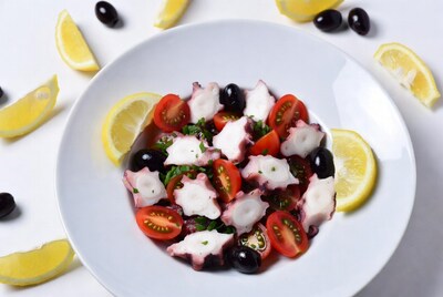 Octopus Salad with Tomatoes Olives Lemons