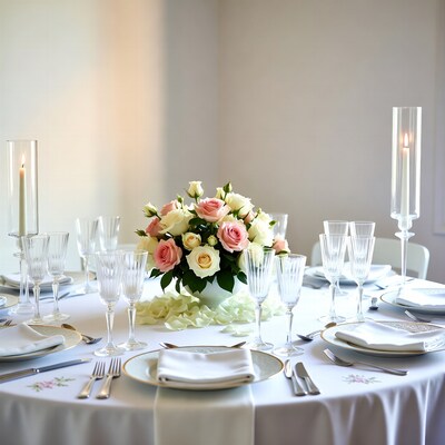 Elegant Wedding Table with Roses