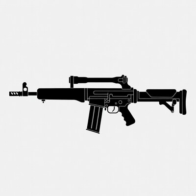 Black Silhouette Assault Rifle
