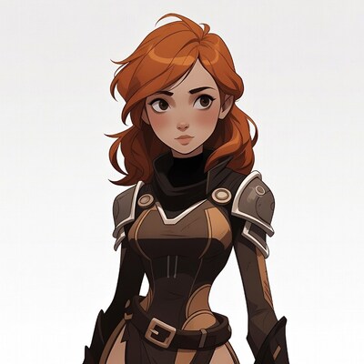 Red-haired woman in fantasy armor