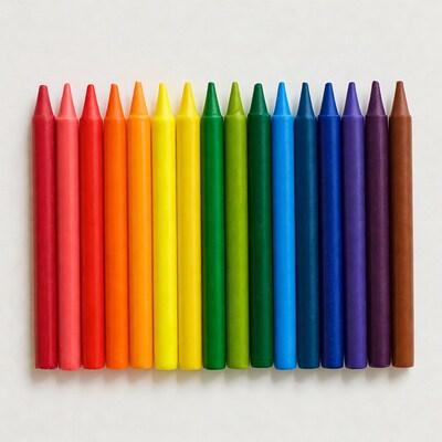 Rainbow Crayons on White Background