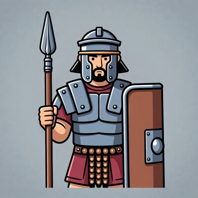 Roman soldier with spear and shield