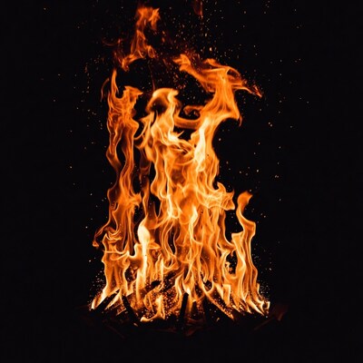 Burning Flames on Black Background
