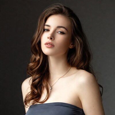 Beautiful woman with wavy brown hair